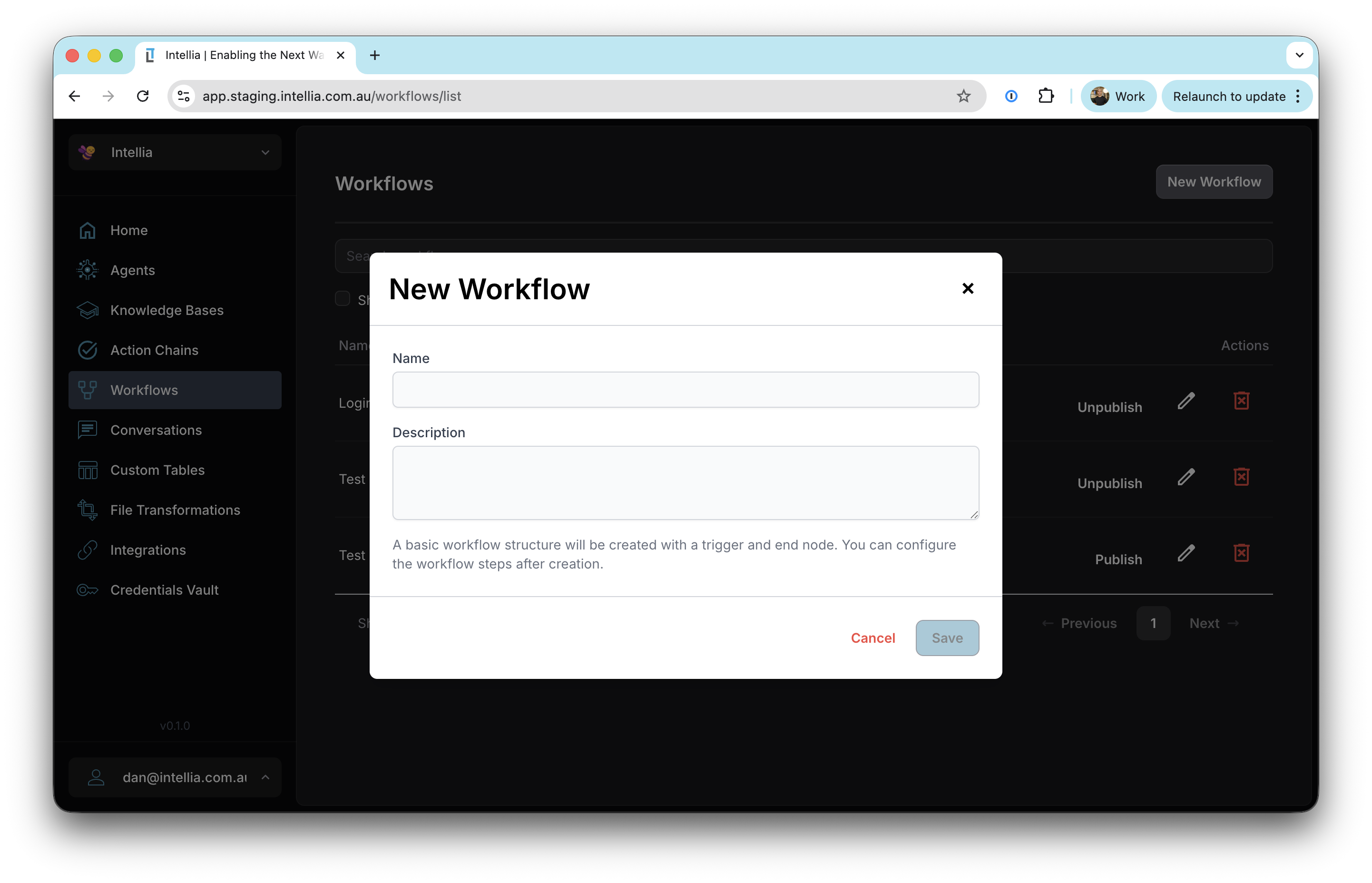 Create New Workflow